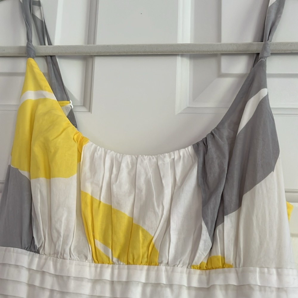 Maeve Yellow Gray Black Sundress Sleeveless Scoop Neck Smocked 6 Anthropologie - Picture 5 of 8